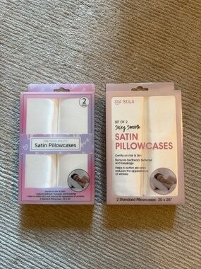 Bundle of Satin Silk Pillowcases Standard Pillows White 2 Sets of 2 NWT